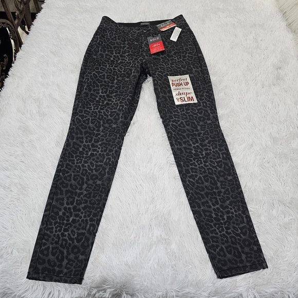 Leopard Print Jeans Curvy Skinny Push Up SHAPE & SLIM Black Gray Grey - Picture 12 of 14